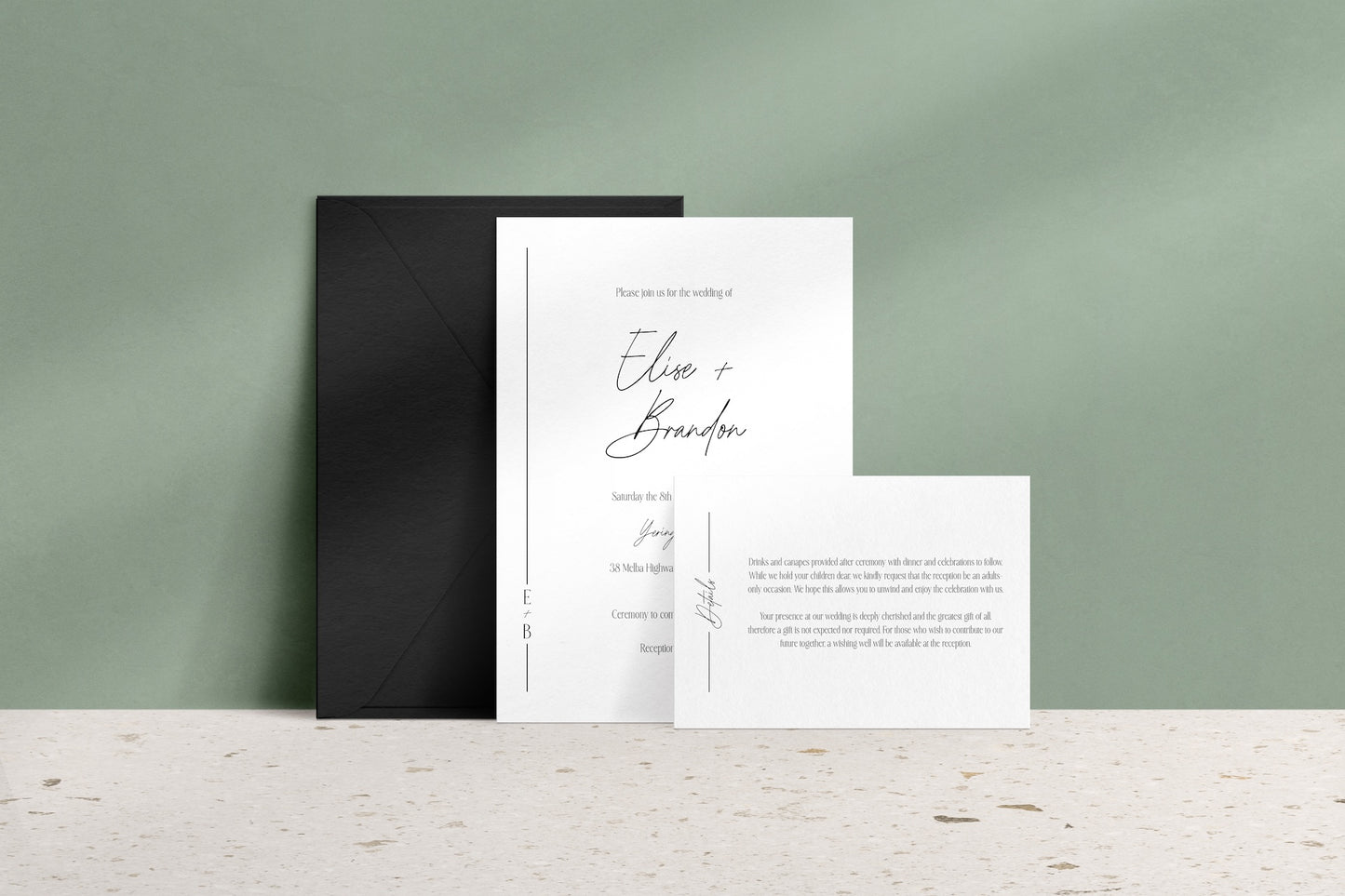 Lined With Love Invitation Suite