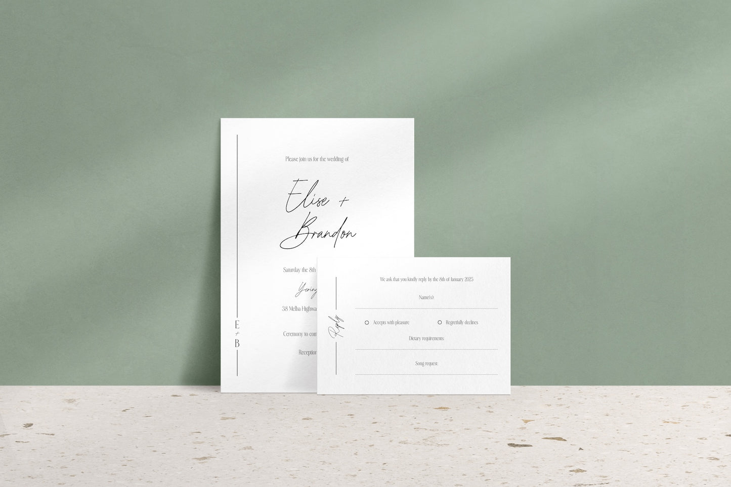 Lined With Love Invitation Suite