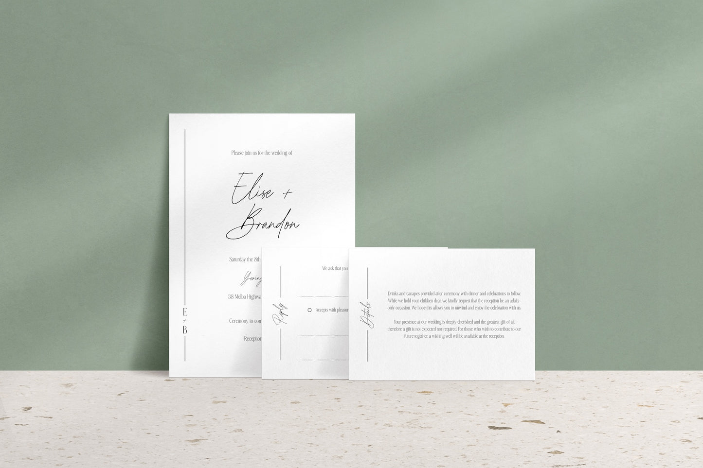 Lined With Love Invitation Suite