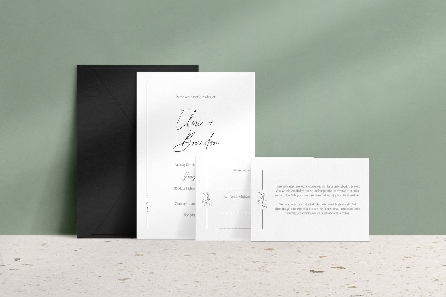 Lined With Love Invitation Suite