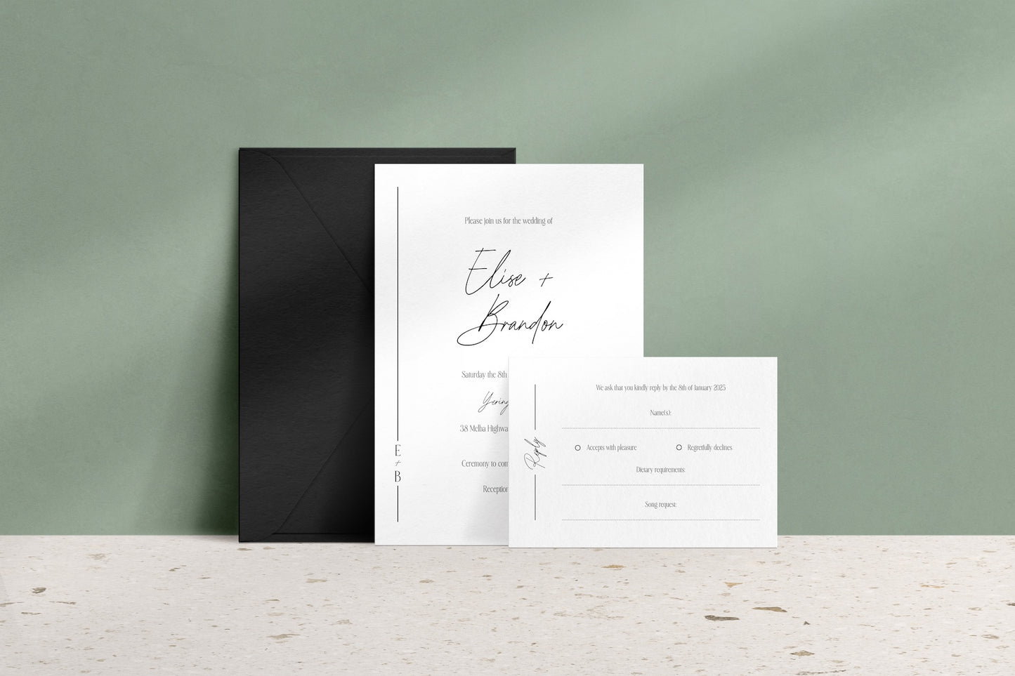 Lined With Love Invitation Suite