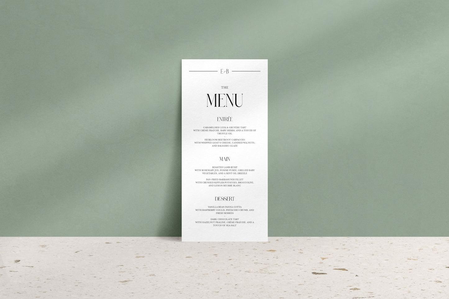 Lined With Love Printed Menu