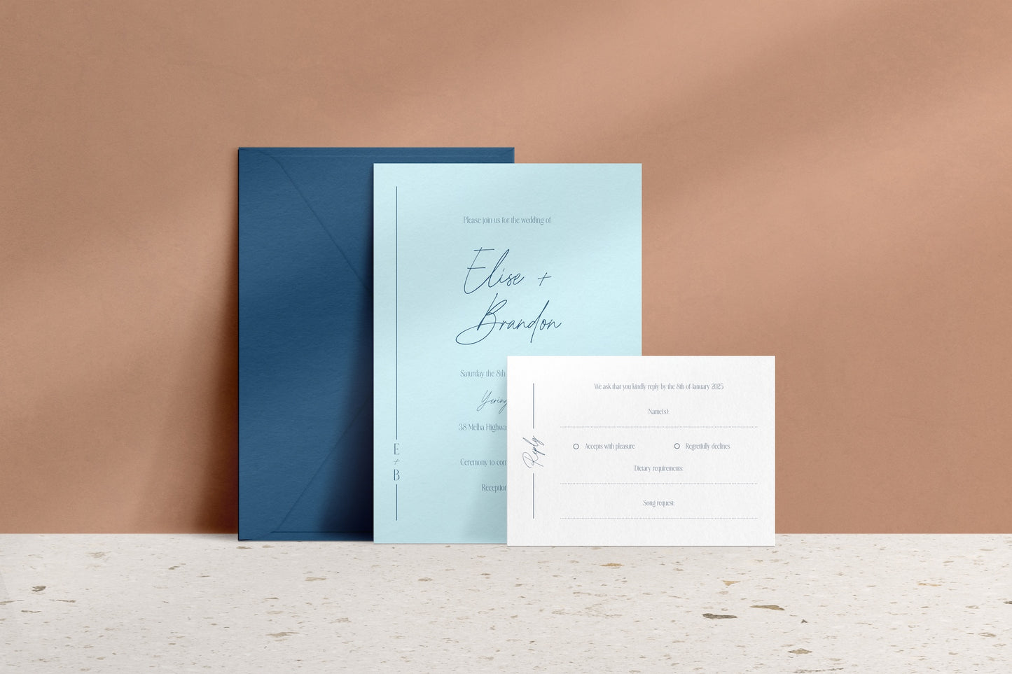 Lined With Love Invitation Suite