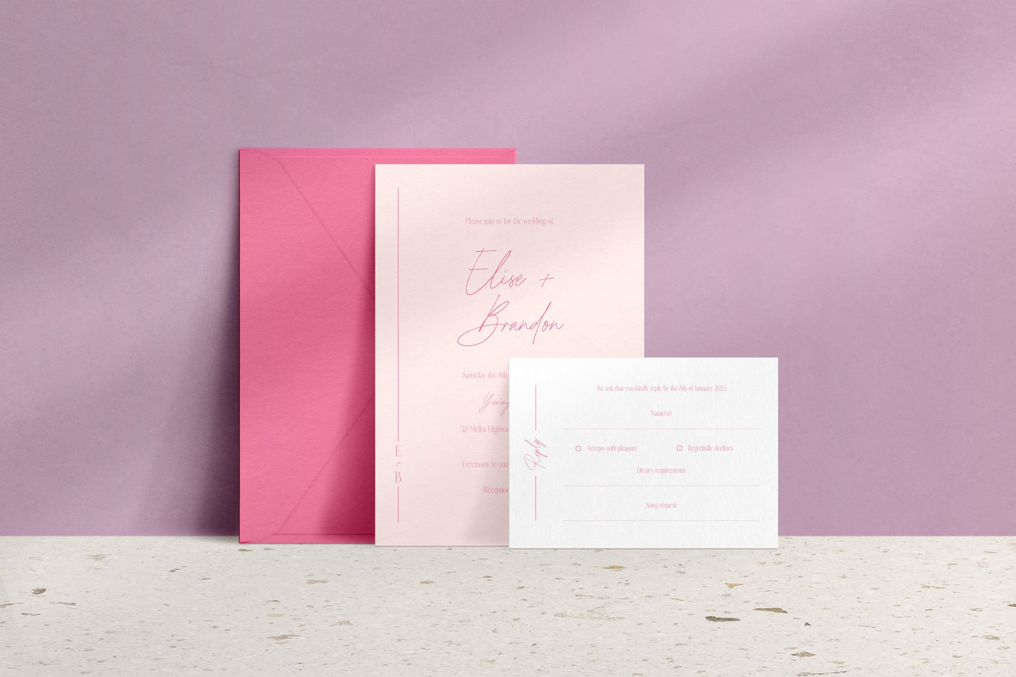 Lined With Love Invitation Suite