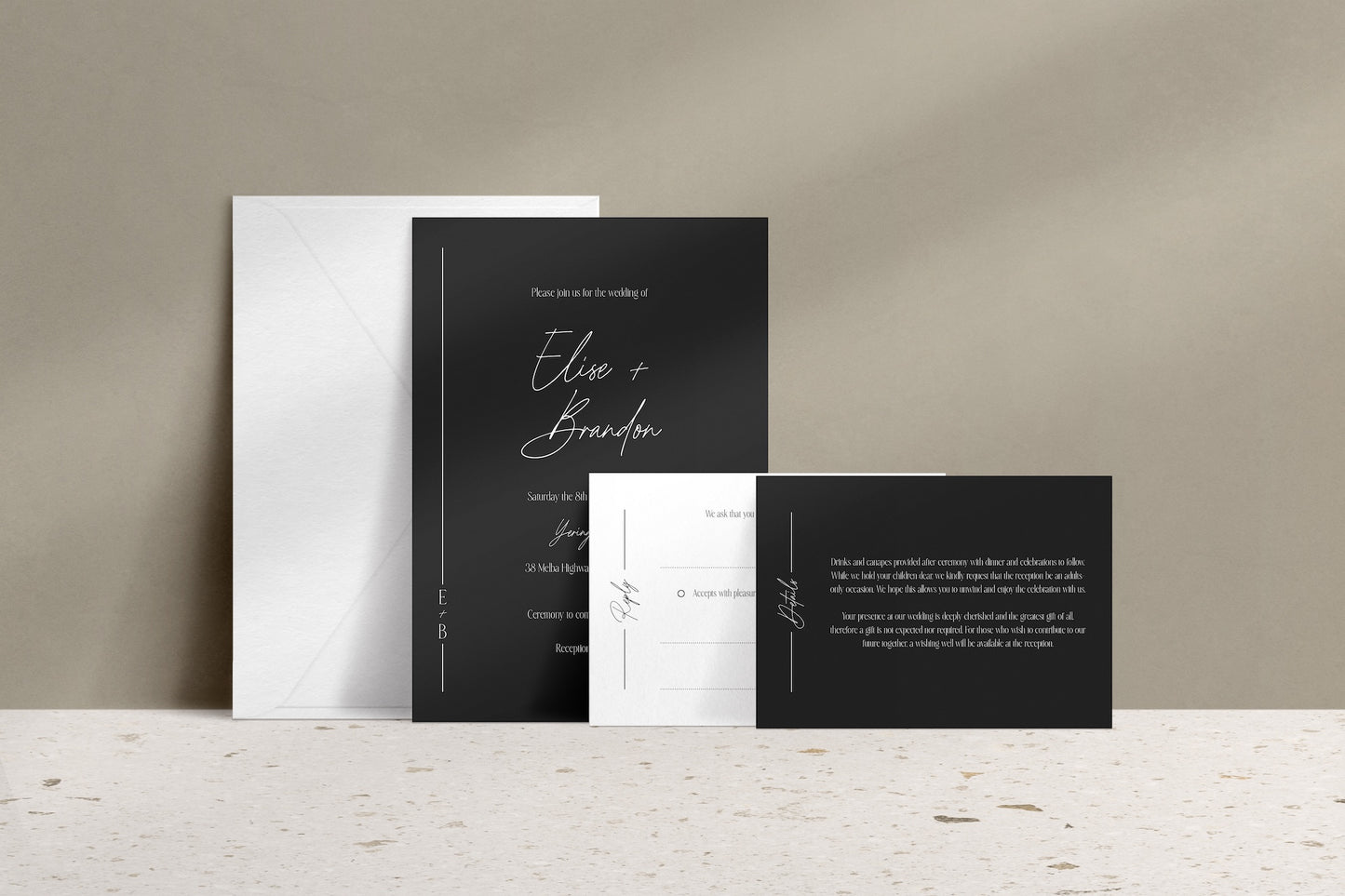 Lined With Love Invitation Suite