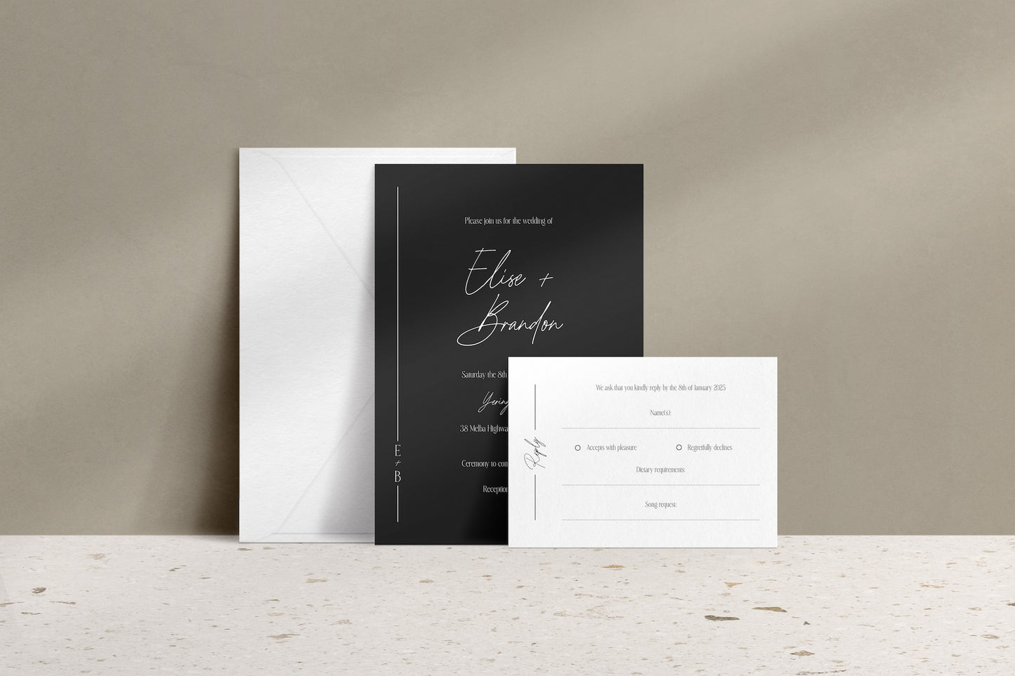 Lined With Love Invitation Suite
