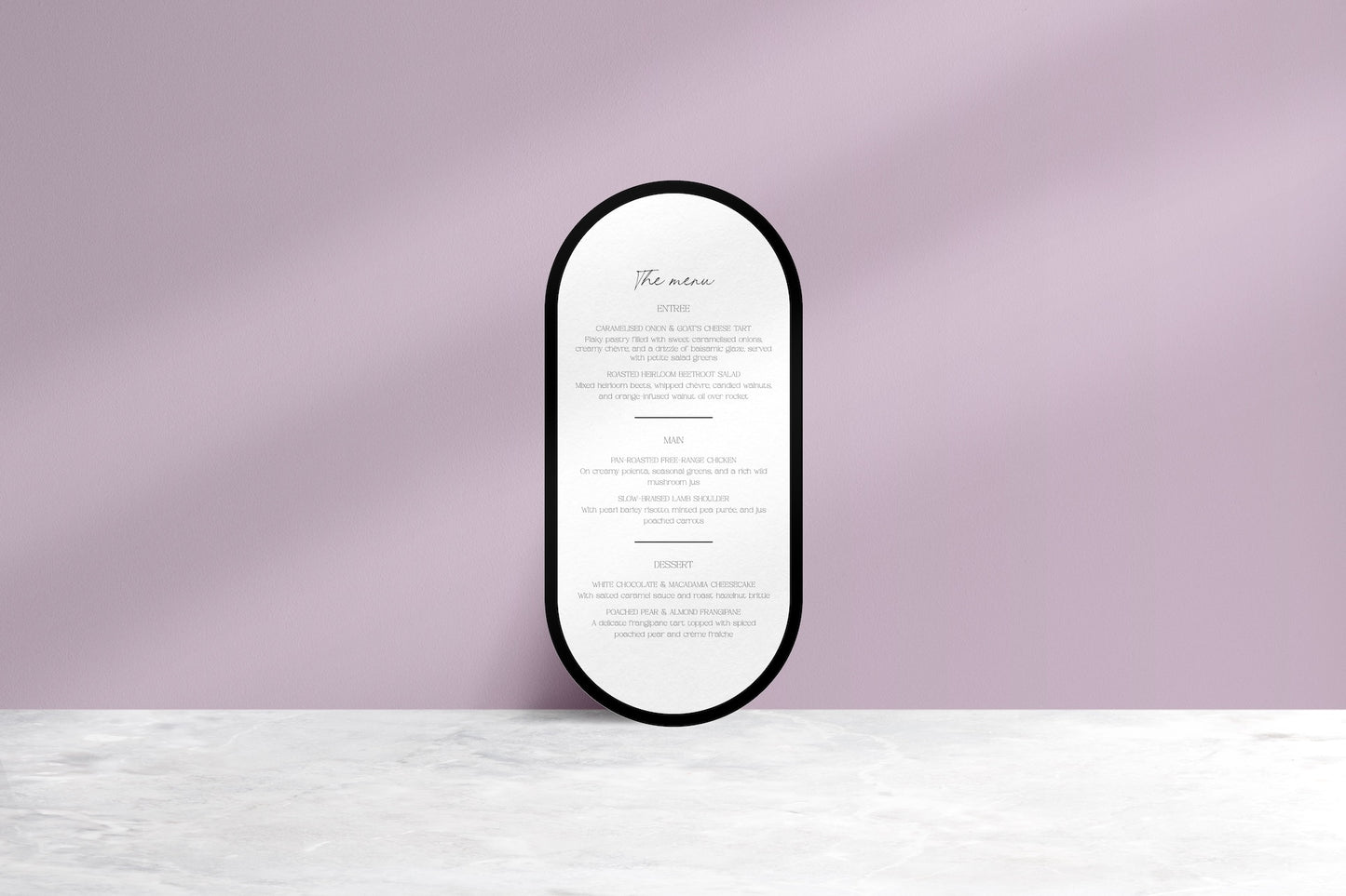 Pick Of The Bunch Printed Menu