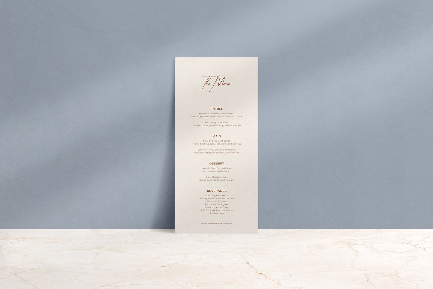 Simply Said Printed Menu