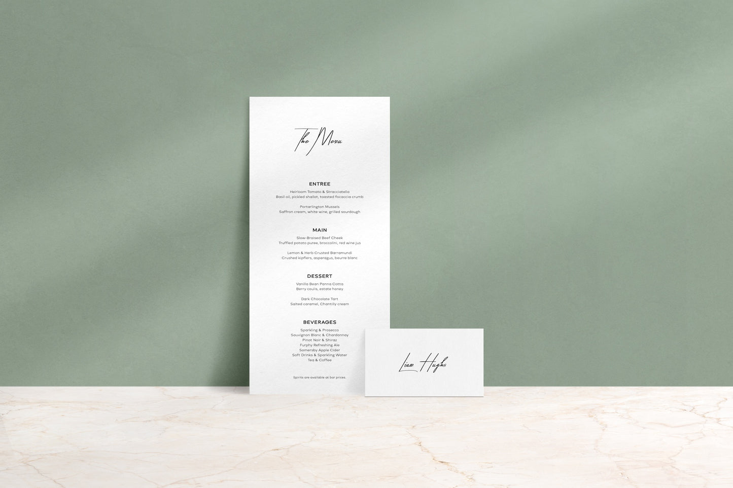 Simply Said Menu & Place Cards
