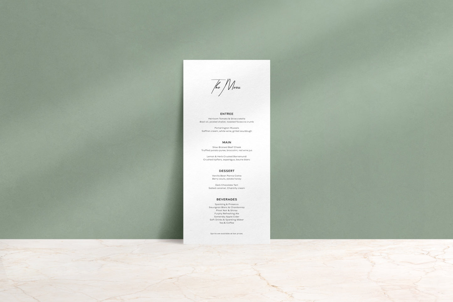 Simply Said Printed Menu