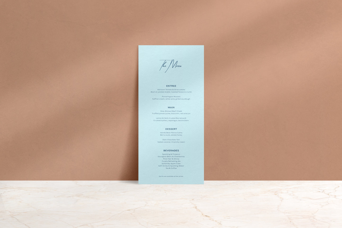 Simply Said Printed Menu