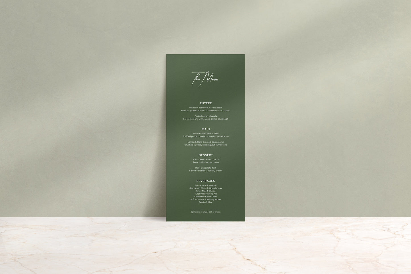 Simply Said Printed Menu
