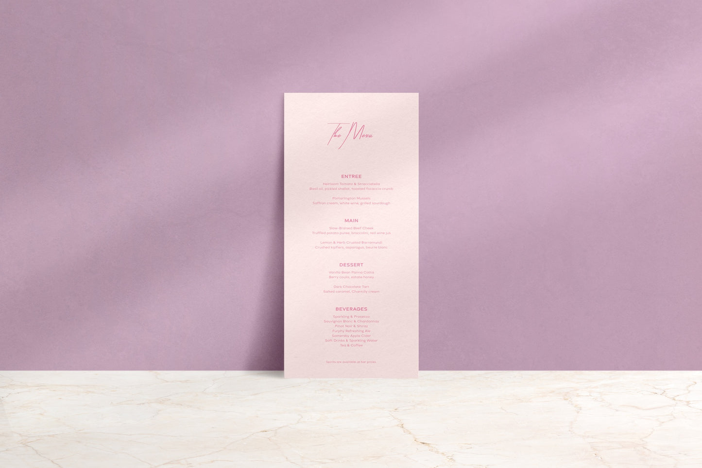 Simply Said Printed Menu