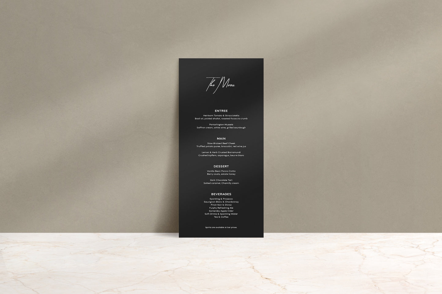 Simply Said Printed Menu