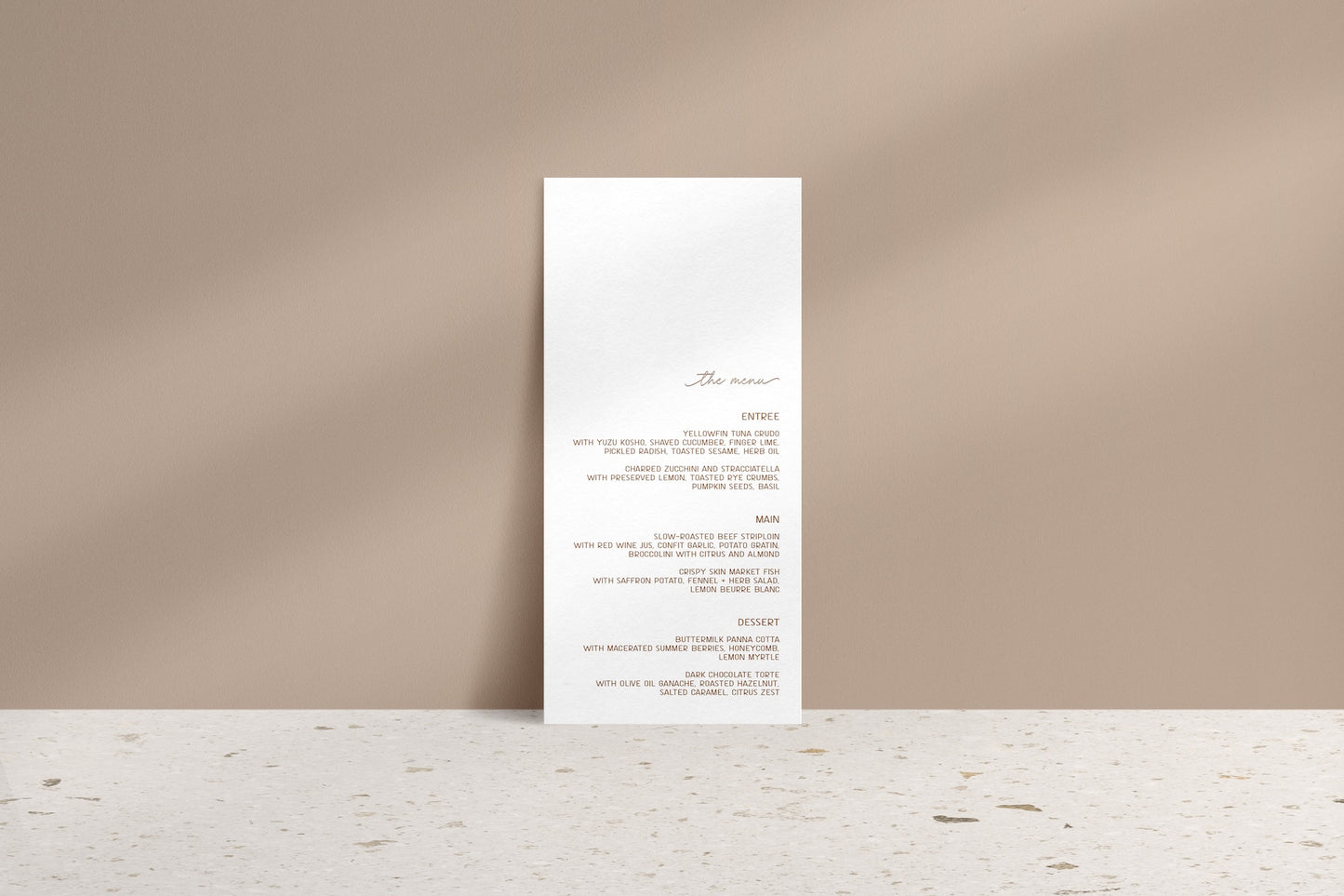 Soft Radiance Printed Menu