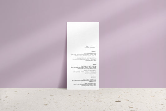 Soft Radiance Printed Menu