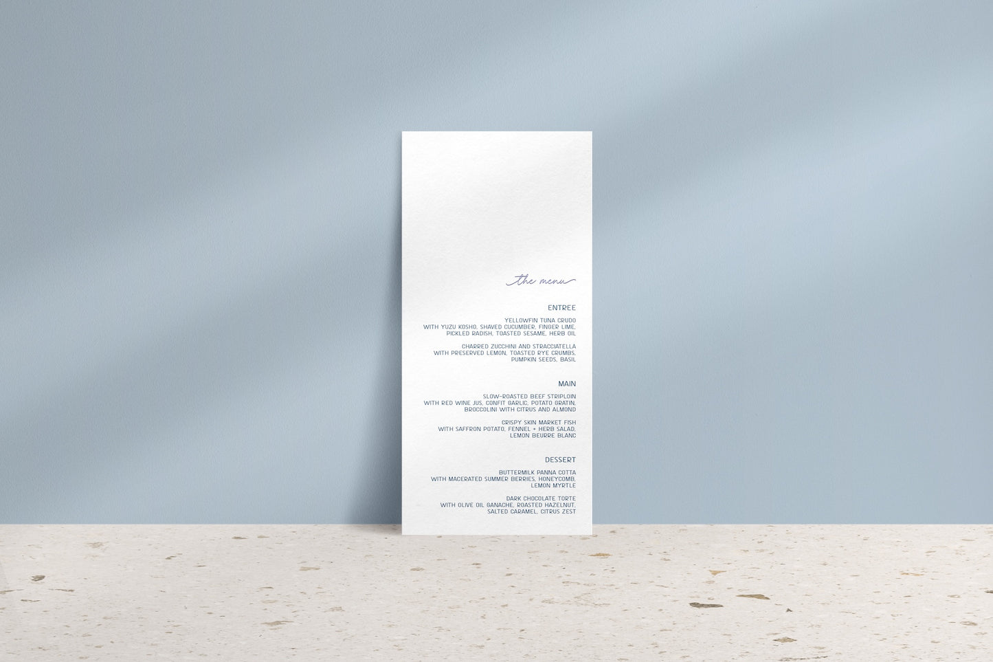 Soft Radiance Printed Menu