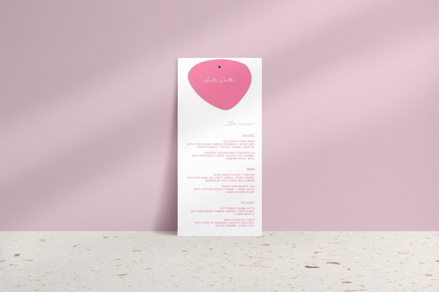 Soft Radiance Menu & Place Cards