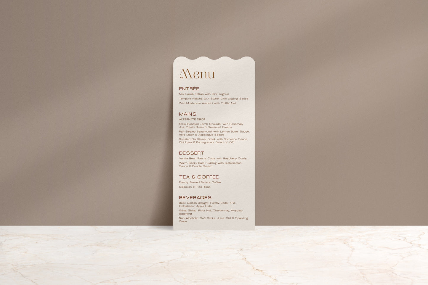 The Ripple Effect Printed Menu