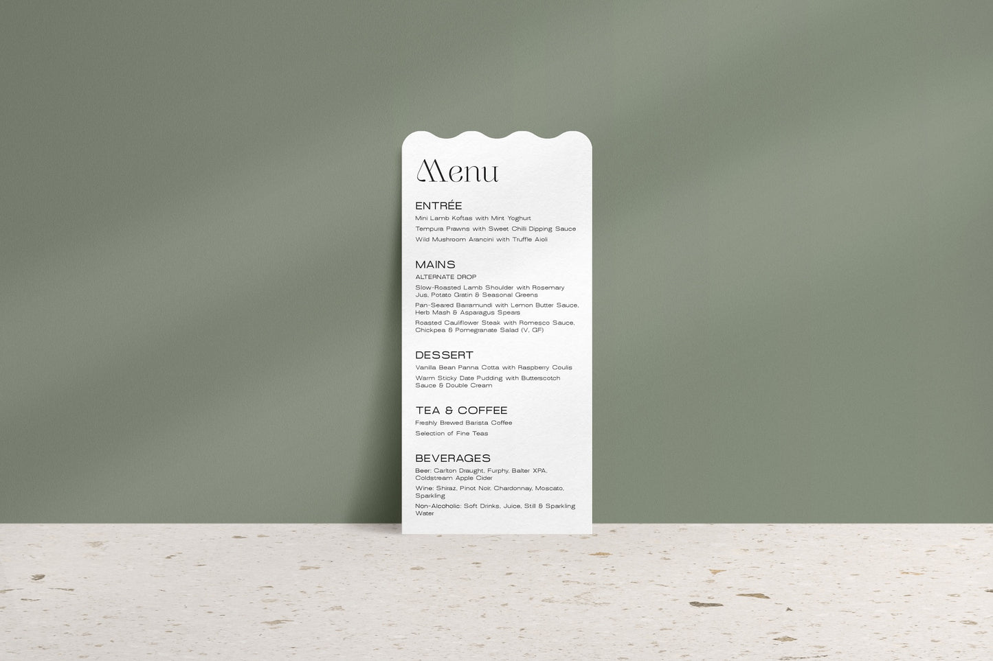 The Ripple Effect Printed Menu