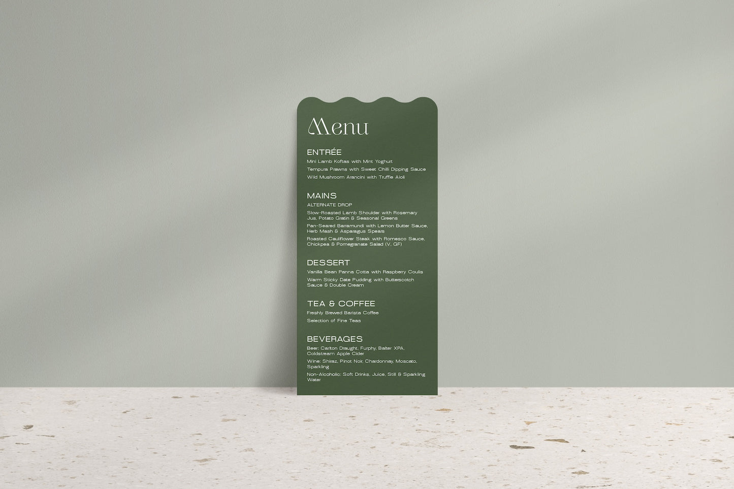 The Ripple Effect Printed Menu