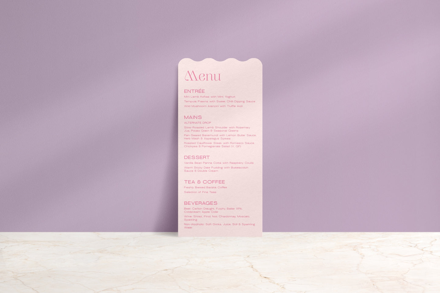 The Ripple Effect Printed Menu