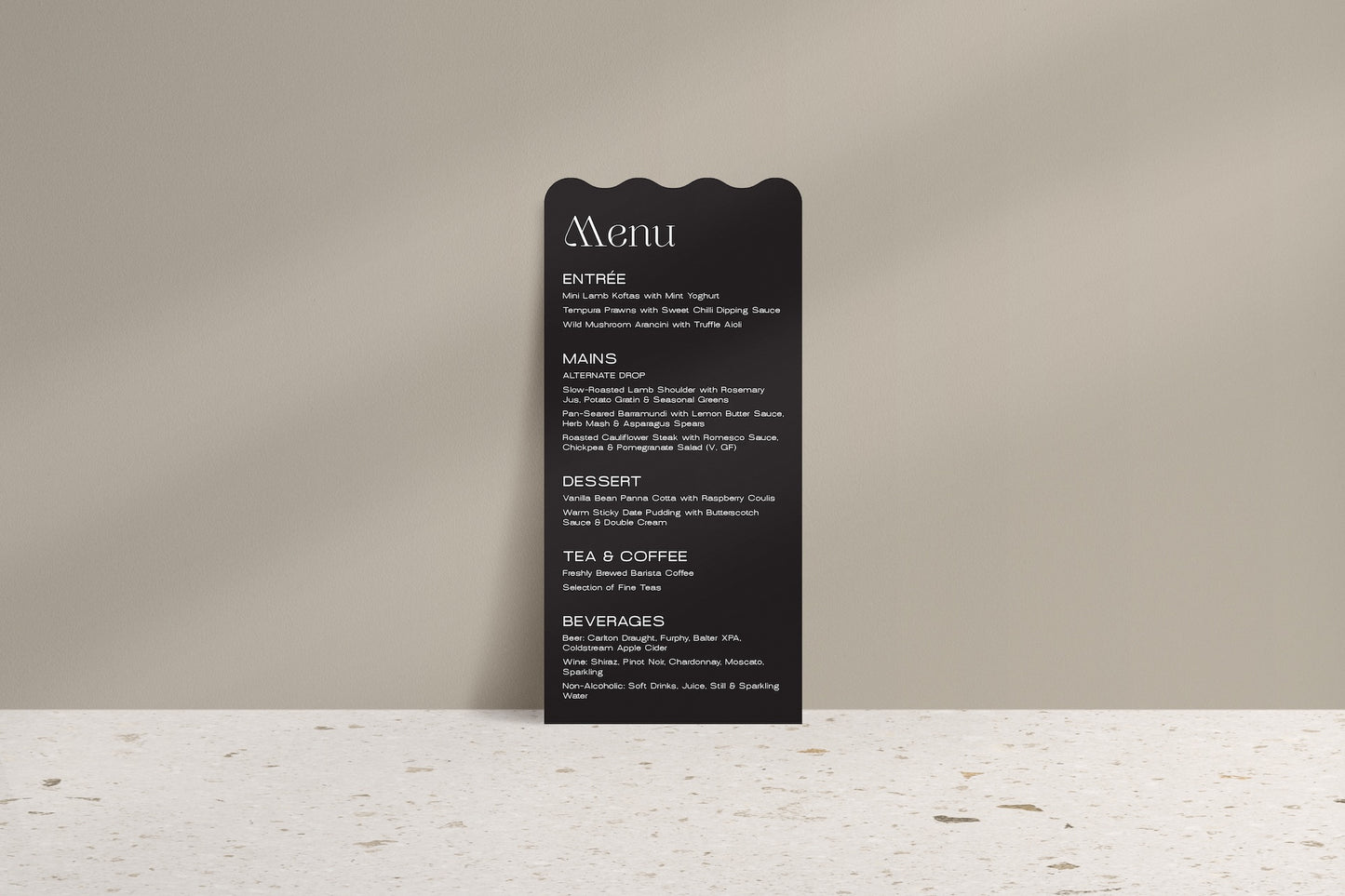 The Ripple Effect Printed Menu