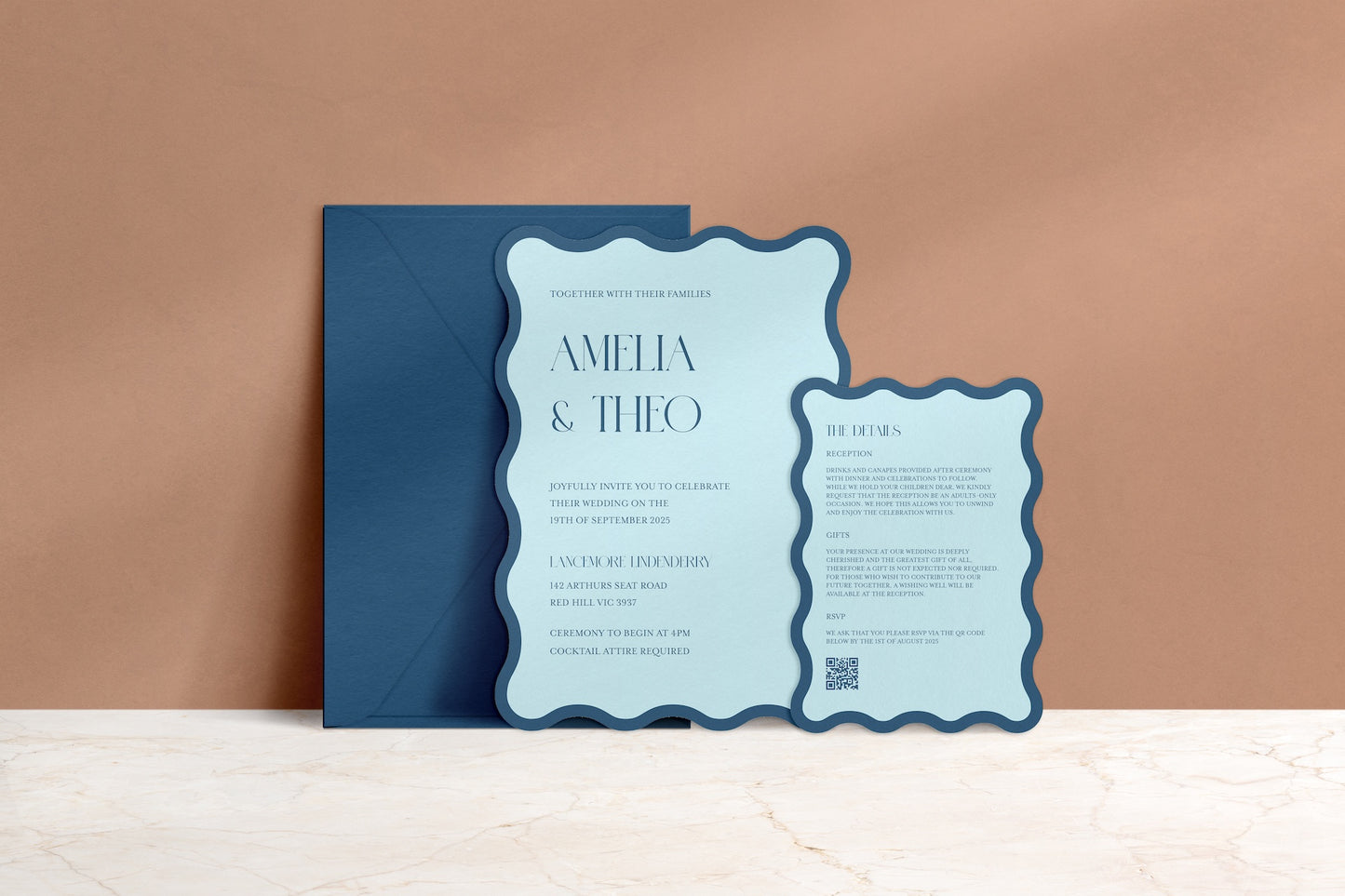 Wavy Baby Invitation Suite